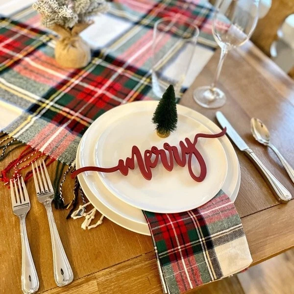 Pottery barn Disney napkin Plaid Stewart set 4 holiday cloth party gift red / - Image 3 of 4