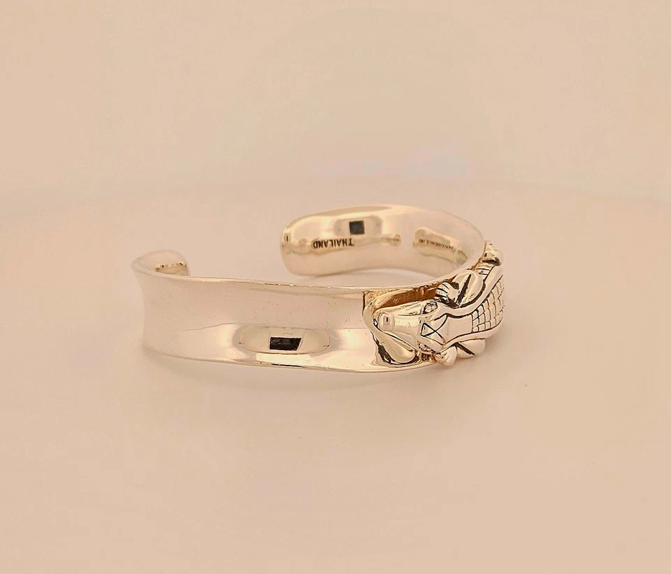 Brazalete de cocodrilo Barry Kieselstein Cord 2003 plata esterlina y diamantes Foto 3 de 4