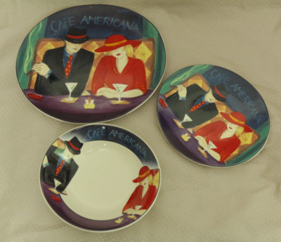 CAFE AMERICANA by Sango SALAD & DINNER PLATE + SOUP BOWL 3 pieces 1 price