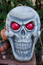 Haunted Hill Farm Halloween Skull Glowing Red Eyes Skeleton Molded Foam Prop 20"