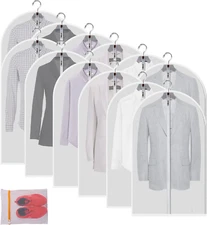 Clear Garment Bags Clothes Covers Protecting Dusts (Set of 12) for Storage Pl...
