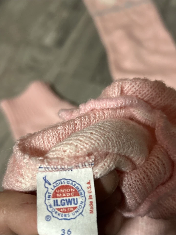 "Calcetines calentadores de piernas para mujer de colección años 80 NOS corazón 22"" holgados años 90 rosa B26" Foto 3 de 3