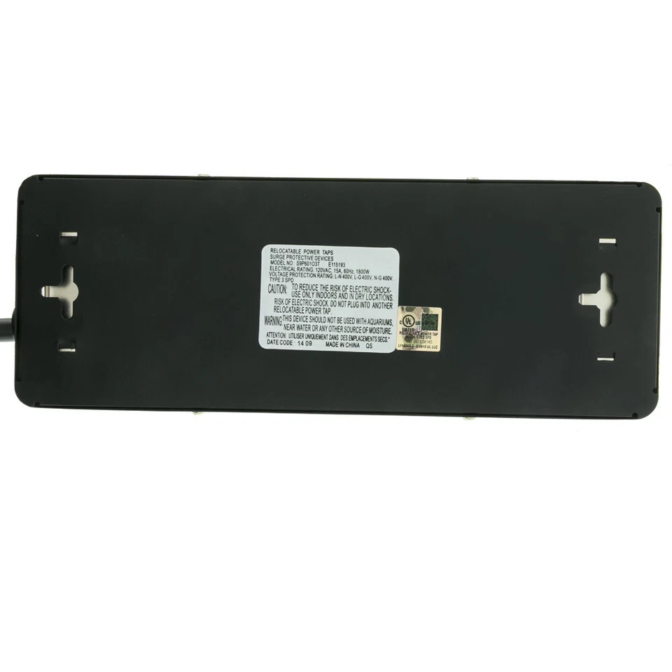 Surge Protector, Flat Rotating Plug, 6 Outlet, Metal, Phone Line Protection - Image 3 of 4