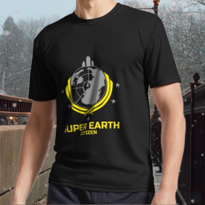 New Super Earth citizen logo Active Logo Men's T-shirt funny size
