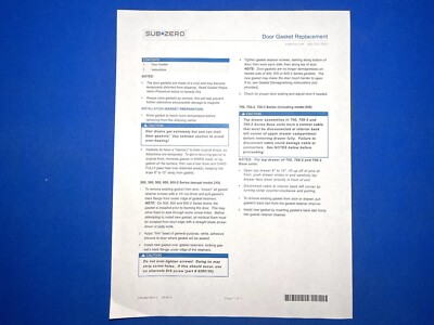 Sub Zero Subzero 542 642 680 7042253 Freezer Door Gasket