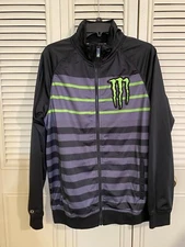Monster Energy One Industries Supercross Black/Gray/Green Striped Jacket Size M