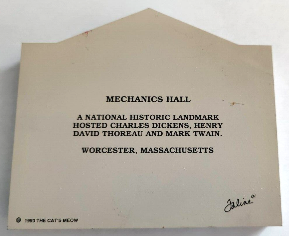 The Cat's Meow Mechanics Hall Worcester, MA Collectible 1993 RARE HTF 5