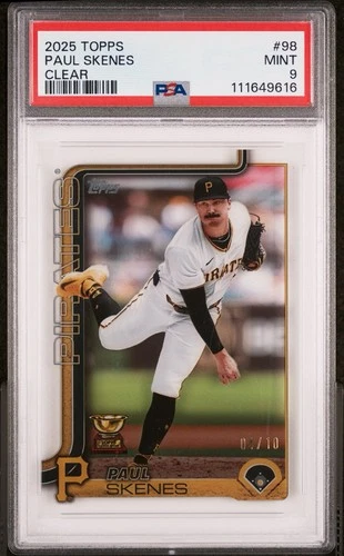 Paul Skenes /10 Clear Acetate 2025 Topps #98 SSP MINT PSA 9