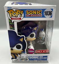 FUNKO POP Games: Flocked Sonic with Chao Vinyl Figure #1036 NEW Damaged Box