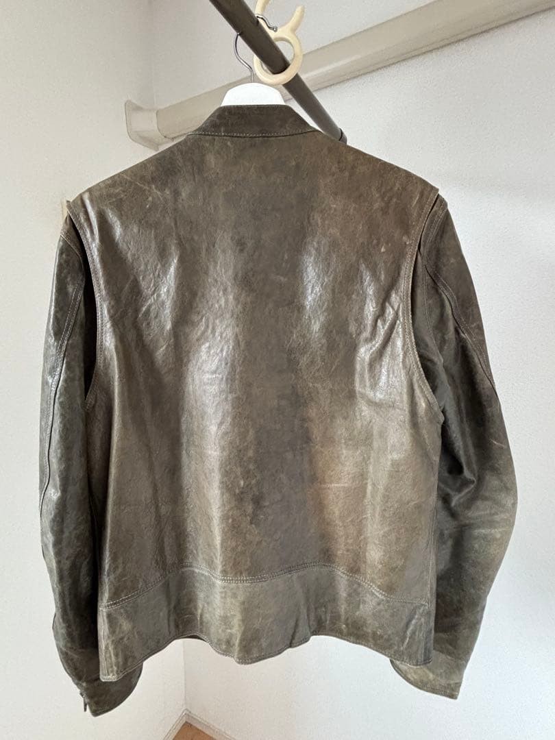 helmut lang leather jacket ash green Good Rare 2604TK image 8
