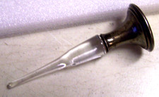 Antique Victorian  Sterling Silver Perfume Bottle Top Stopper Glass Monogrammed