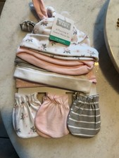 Baby Hudson Baby Mittens  Caps Set 0-6 Months Pink White Gray