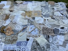 Slow Stitch Maker Neutrals Bundle Junk Journals Crafts Vintage Fabric Lace - 50