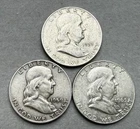 Lot Of (3) Franklin Half Dollars 90% Silver 53D 59D 63D