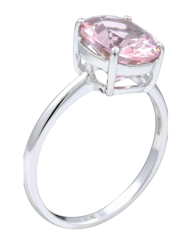 GENUINE 2.48 Cts MORGANITE RING 10k WHITE GOLD - Free Appraisal Service - NWT