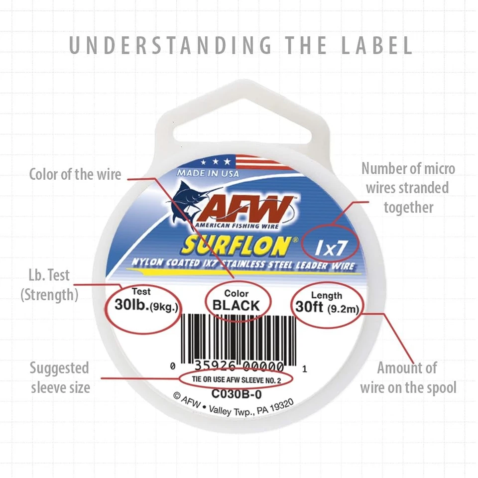 AFW Surflon Nylon Coated 1x7 Stainless Steel Leader Wire 90lb .036" Bright 1000f - Image 3 of 4