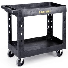 Heavy Duty Utility Cart 34x17" - 2 Tier Storage Cart with Deep Shelves  Swivel