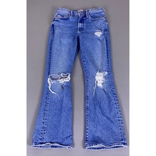 Mother The Insider Ankle Jeans Size 27 Bloom and Doom Distressed Flare Blue