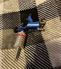Blue/Silver Adjustable Rotary Tattoo Machine, Metal Frame Grip Included