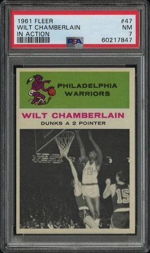 1961 FLEER IN ACTION #47 WILT CHAMBERLAIN PSA 7