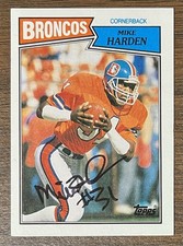 MIKE HARDEN AUTOGRAPHED 1987 TOPPS FOOTBALL CARD # 41 DENVER BRONCOS