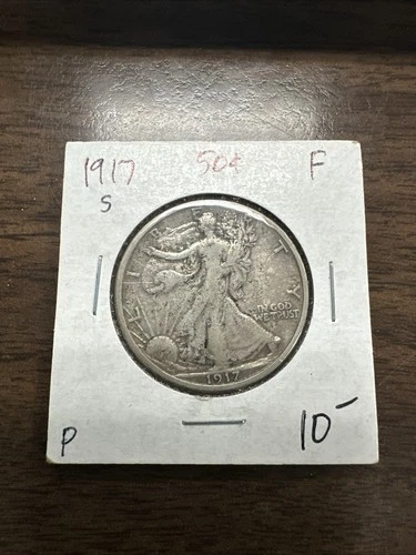 1917-S F (Fine) Walking Liberty Silver Half Dollar
