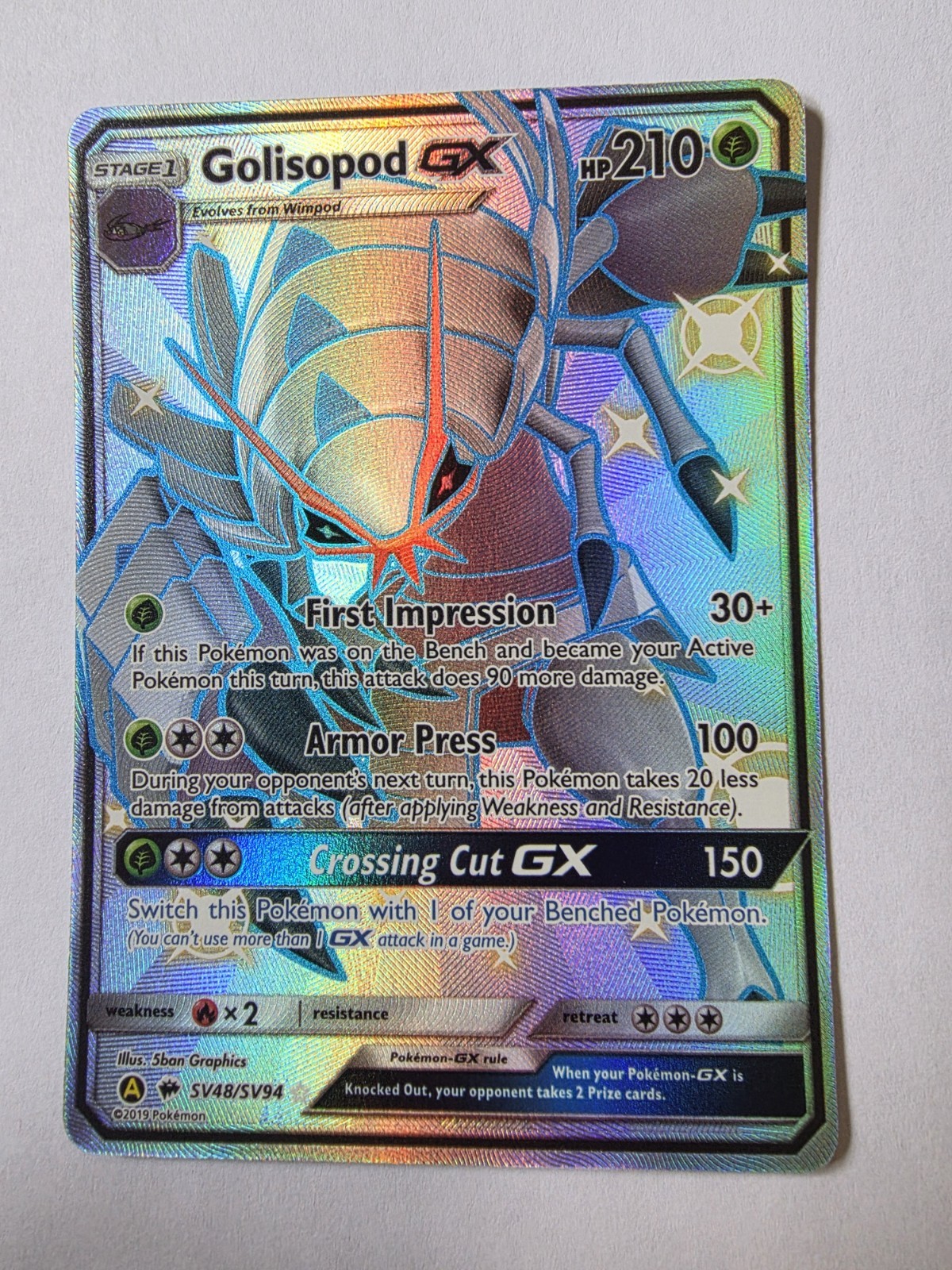 Golisopod GX SV48/SV94 Hidden Fates: Shiny Vault Holo