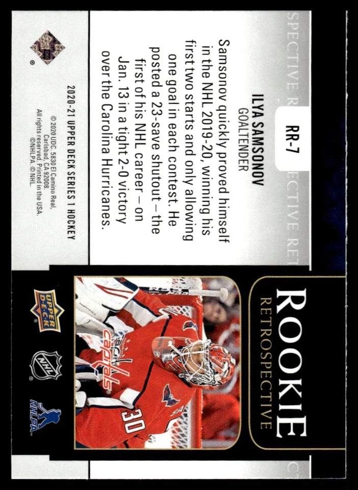 2020-21 Upper Deck Rookie Retrospective Ilya Samsonov Washington Capitals #RR-7 - Image 2 of 2
