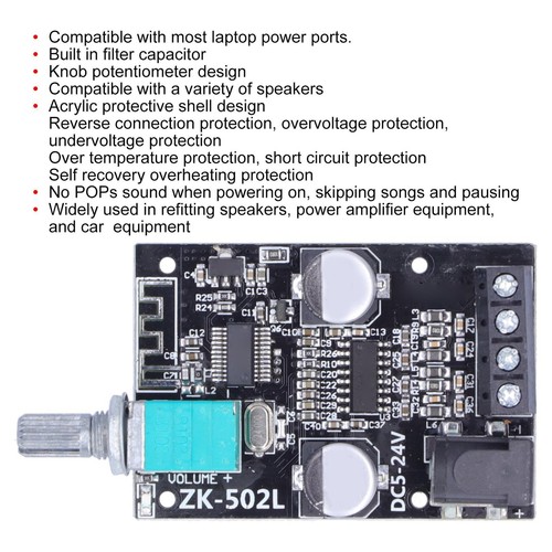 ZK502L Bluetooth Power Amplifier Stereo Module for DIY Speaker Projects - Picture 11 of 12