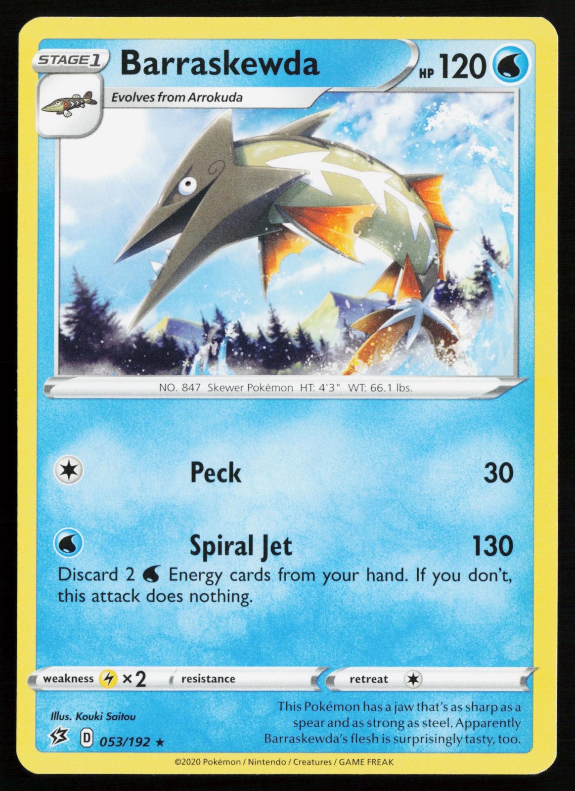 Barraskewda 053/192 Rare Rebel Clash Pokemon Lightly Played