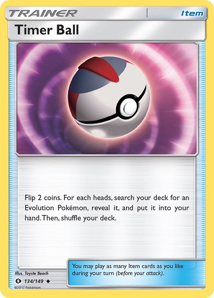 Timer Ball-Pokemon-134/149-SM Base Set-Uncommon-NM-Toyste Beach