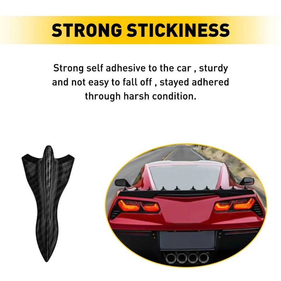 10x Car Roof Shark Fin Decorative Sticker Carbon Fiber Decors Accessories TOP A Foto 4 de 4