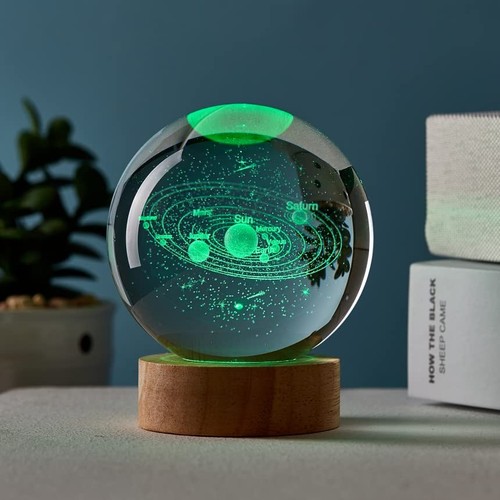 Bola de Cristal Solar Luz Nocturna, Lámpara de Cristal Galaxia 3D de 3,15 Pulgadas con LED Woo... - Imagen 6 de 9