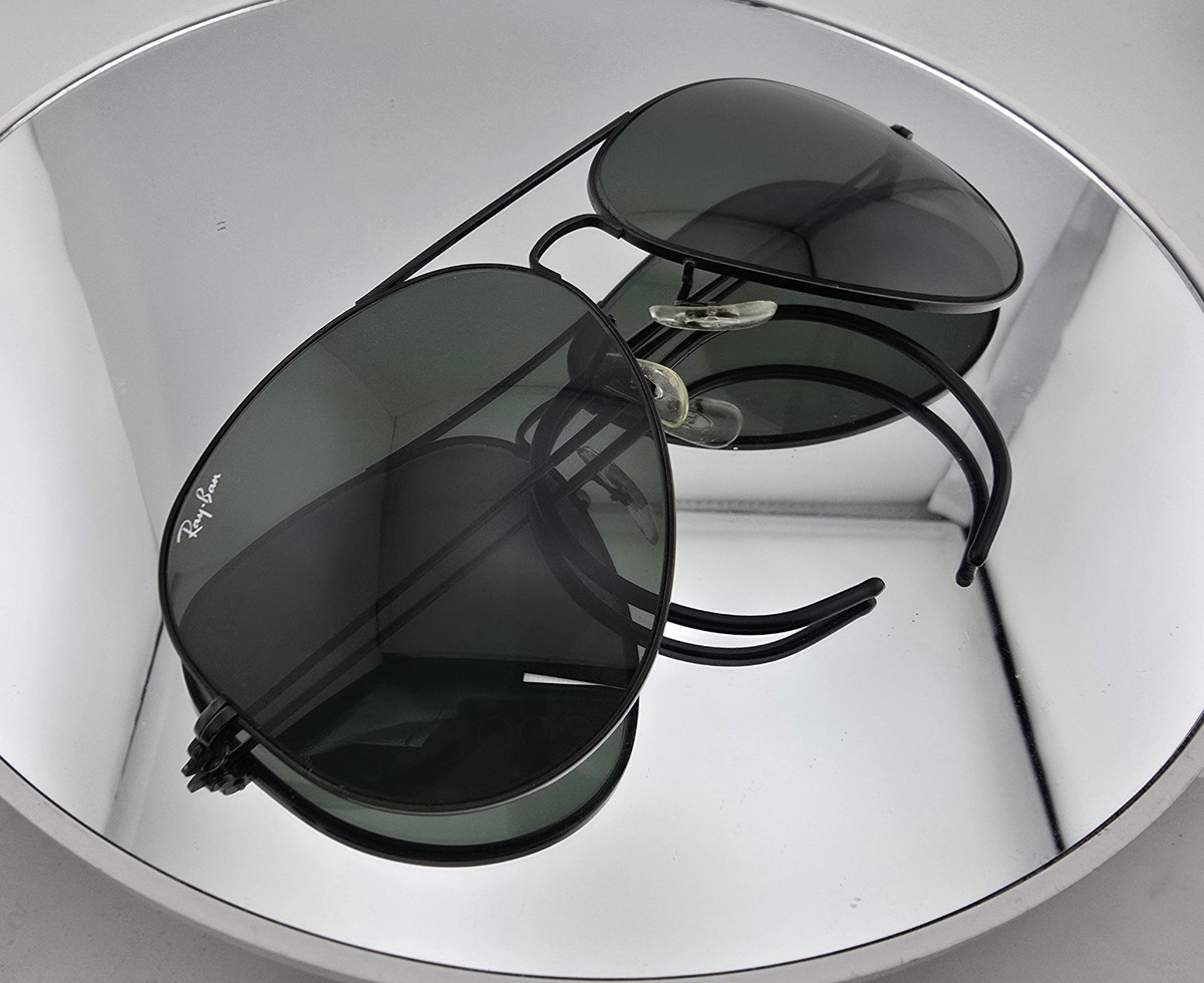 Vintage Ray Ban Bausch & Lomb Aviator Sunglasses Wrap Black w