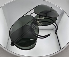 Vintage Ray Ban Bausch Lomb Aviator Sunglasses Wrap Black w/ Green B L 62-14