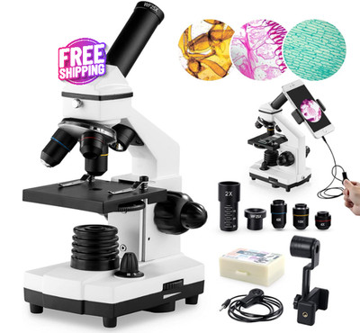 Microscopio para adultos, niños y estudiantes, microscopios 100X-2000X cuerpo.