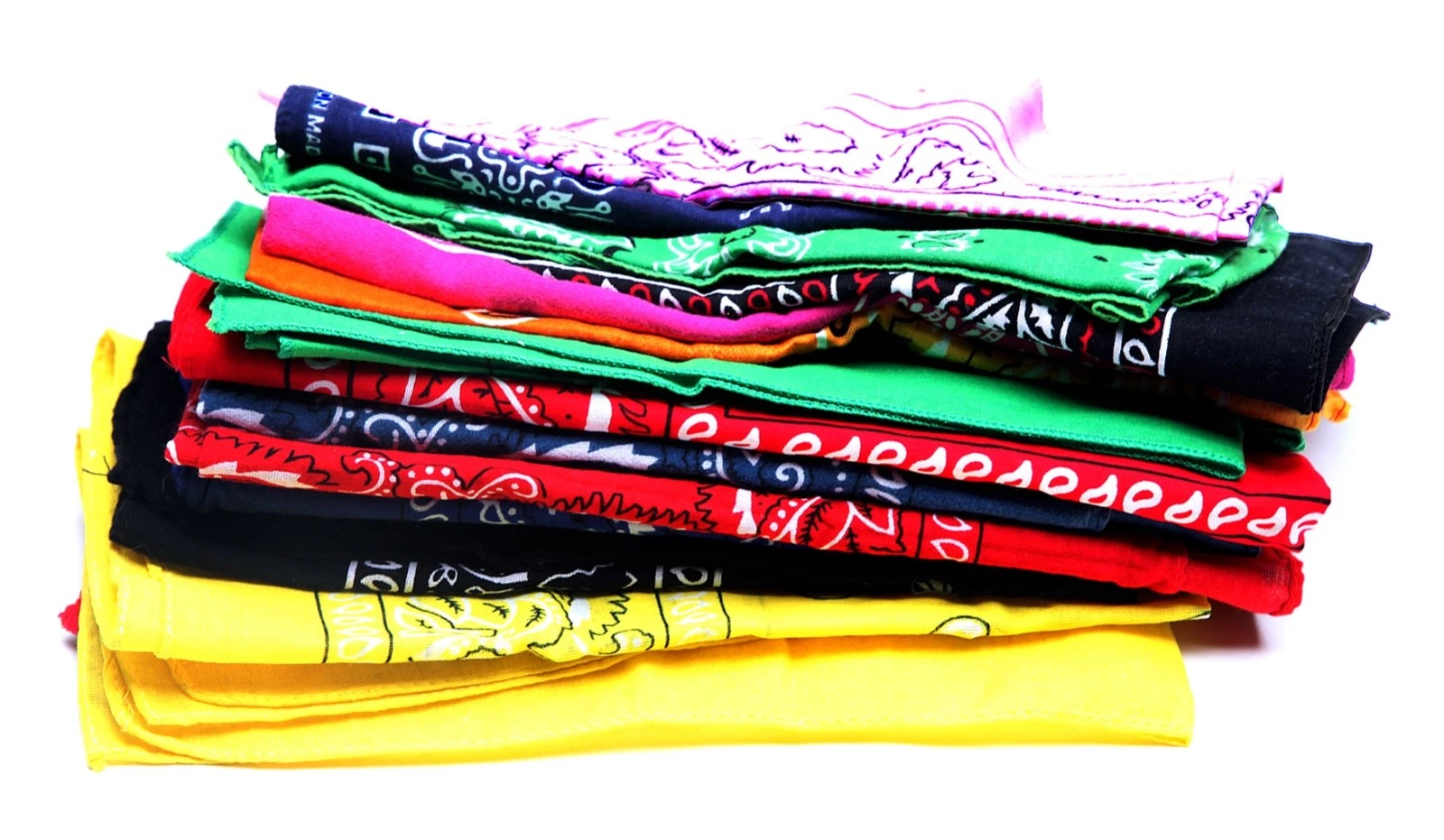 VTG. Multi Colored Lot of 14 Paisley Patterned Cotton Bandanas Scarves Western