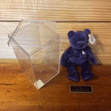 Princess Diana Ty Beanie Baby Bear Purple 1997 Swing Tag Display Case