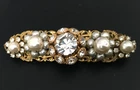 Vintage Brooch Pin SIGNED MIRIAM HASKELL Faux Pearl Rhinestone Gold tone lot x