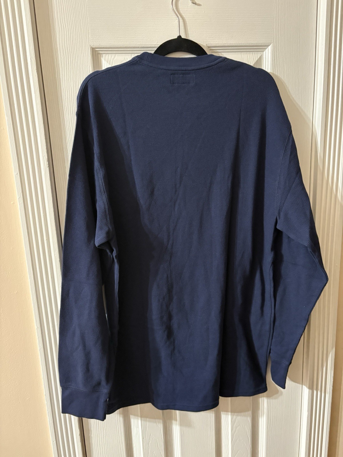 Polo Ralph Lauren blu navy manica lunga camicia termica bianca polo pony nuova 2XL