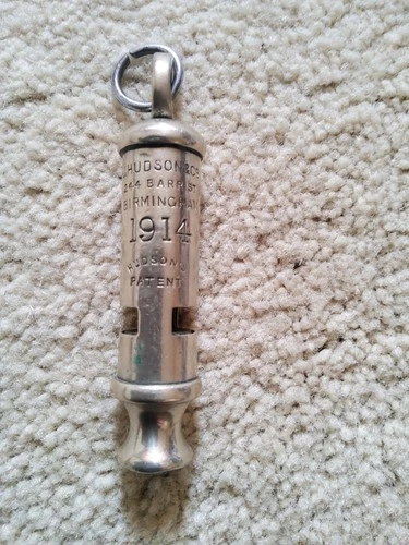 1914 WW1 British Military Trench Whistle J. Hudson & Co Birmingham