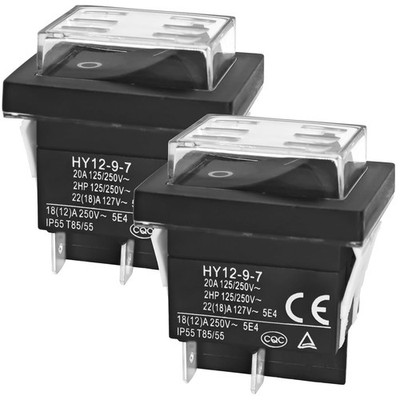 2PCS HY12-9-7 On/Off Push Button Switch - 4 Pins, 20A 125/250V Power Switch with