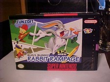 1993 Bugs Bunny RABBIT RAMPAGE Super Nintendo SNES Cartridge In Box w/ Manual