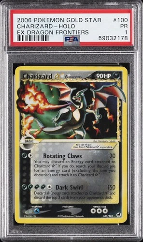 2006 POKEMON EX DRAGON FRONTIERS GOLD STAR #100 CHARIZARD-HOLO PSA 1