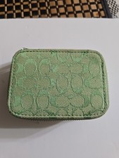 Coach Mini Pill Box Travel Case Signature Green C Canvas 3.5 in. 2 pill bottle