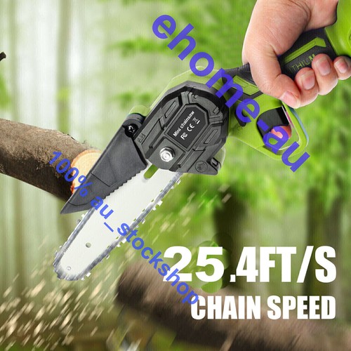 6" Mini Cordless Electric Chainsaw 2X Battery-Powered Wood Cutter Rechargeable - Picture 4 of 19