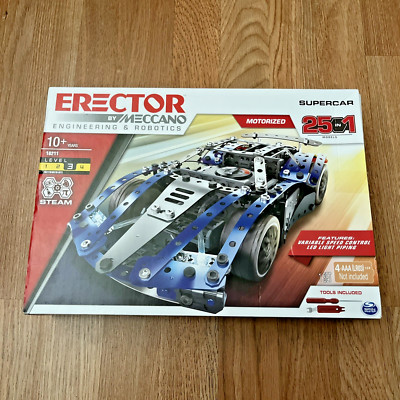 Erector by Meccano Supercar 25-in-1 STEM Building Kit   Open Box   New Contents