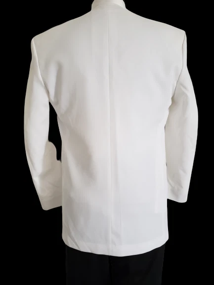 Traje de Esmoquin 60 L Blanco Mandarín Cuello Chino Abrigo Pantalones Quinceañera TUXXMAN Foto 3 de 3