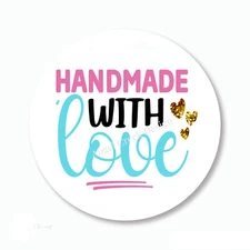 Handmade with Love Seals Scrapbook Stickers Labels Home Made Baking Favors