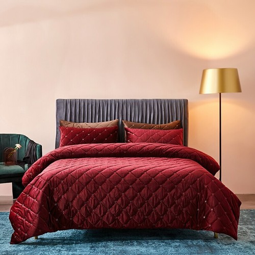 Crystal velvet bedding set red green 